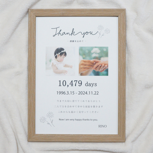 2枚セット】子育て感謝状(写真2枚用) 結婚式/両親へのプレゼント 両親