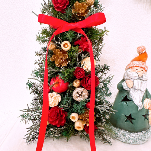 可愛いとんがりツリー クリスマスアレンジ プリザーブドフラワー 三角