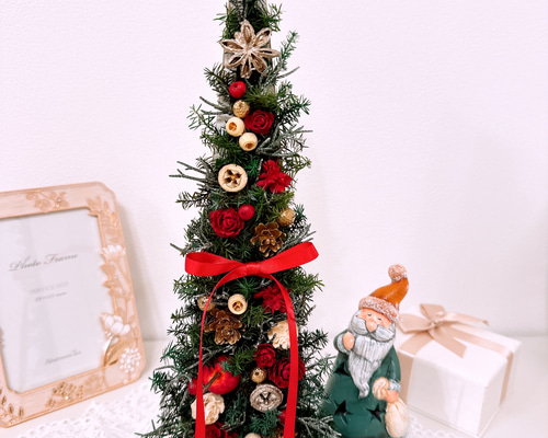 可愛いとんがりツリー クリスマスアレンジ プリザーブドフラワー