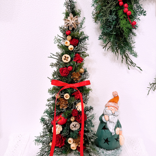 可愛いとんがりツリー クリスマスアレンジ プリザーブドフラワー 三角