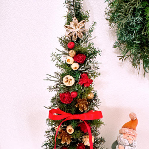 可愛いとんがりツリー クリスマスアレンジ プリザーブドフラワー