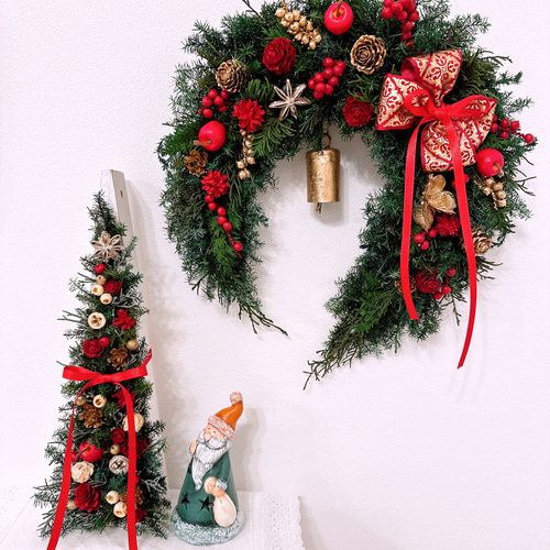 可愛いとんがりツリー クリスマスアレンジ プリザーブドフラワー