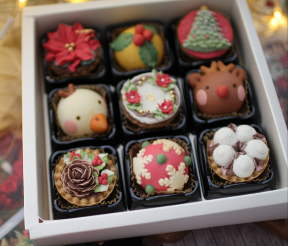 （クリスマス近辺配送）クリスマスあんフラワークッキー9個入り 食べられるお花！あんこのお花！クリスマス　高級ギフト 11枚目の画像