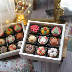 （クリスマス近辺配送）クリスマスあんフラワークッキー9個入り 食べられるお花！あんこのお花！クリスマス　高級ギフト 12枚目の画像