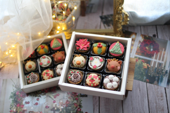 （クリスマス近辺配送）クリスマスあんフラワークッキー9個入り 食べられるお花！あんこのお花！クリスマス　高級ギフト 12枚目の画像