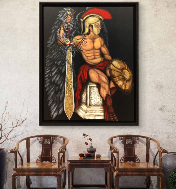 絵画展入選作品】悪魔に魂を売る剣闘士 / 117×91㎝ F50 特大 絵画展入選作品】悪魔に魂を売る剣闘士 / 117×91㎝ F50 特大