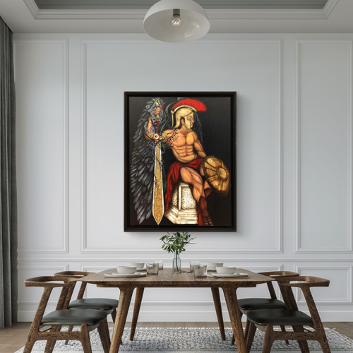 人気商品の中古品・新品・未使用品 絵画展入選作品】悪魔に魂を売る剣闘士 / 117×91㎝ F50 特大 絵画