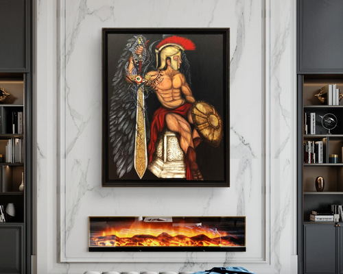 悪魔に魂を売る剣闘士 / モダン画 117×91㎝ キャンバス F50 原画限り 7ad6a018b6b47b867937f972a9ec62