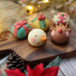 （クリスマス近辺配送）クリスマスあんフラワークッキー＆饅頭 4個入り 3枚目の画像