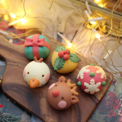 （クリスマス近辺配送）クリスマスあんフラワークッキー＆饅頭 4個入り 4枚目の画像