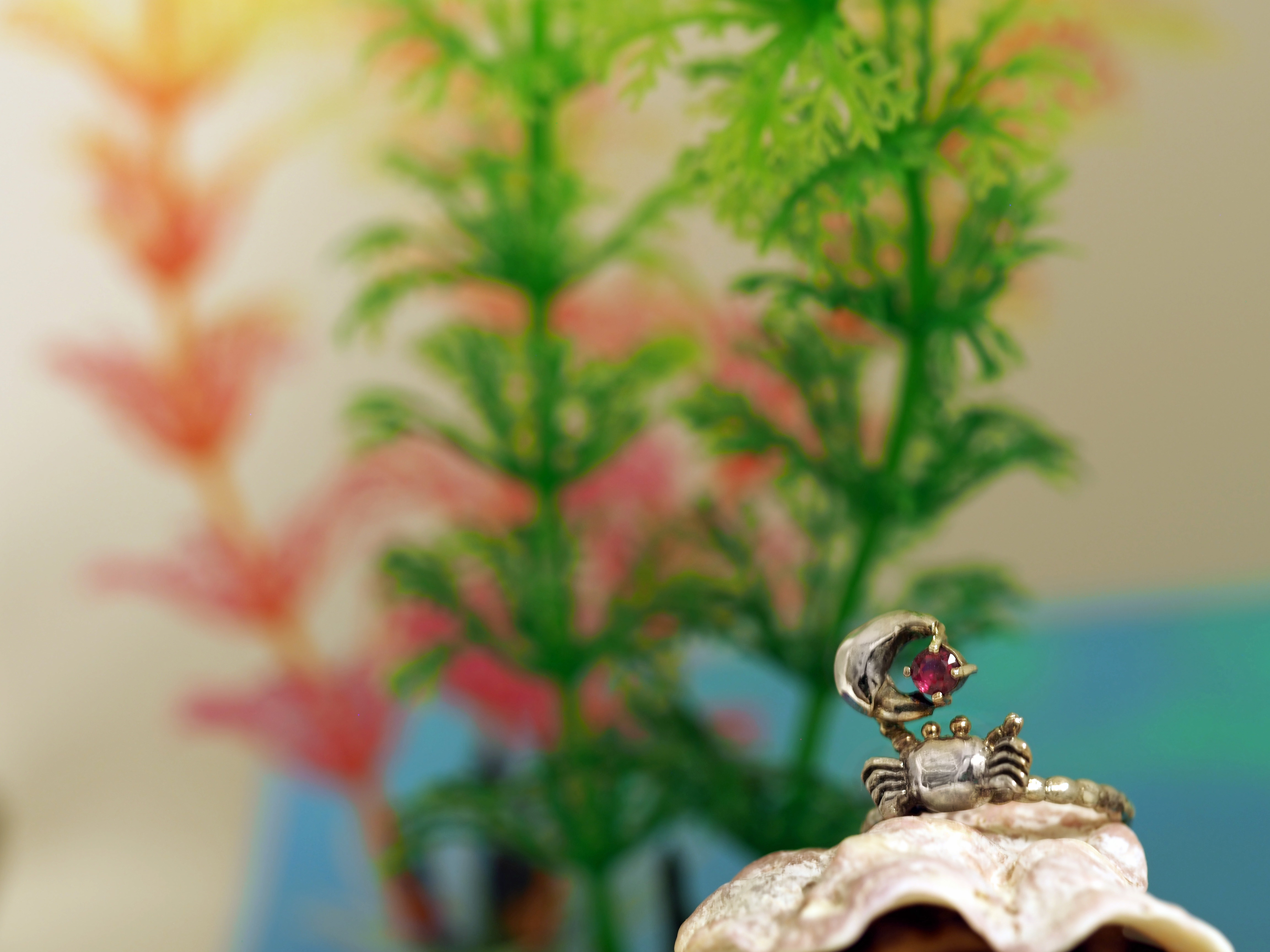 シオマネキ＆ルビー シルバー リング