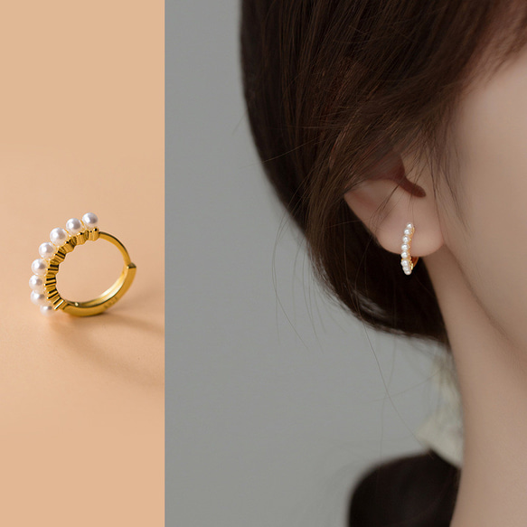 e.m. フープパールピアス ゴールドs925シルバーミニパールフープピアスM008970191 ピアス