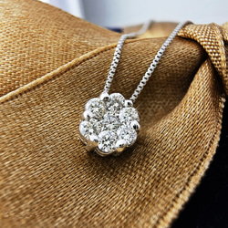 K10WG ７石アイラインダイヤモンド0.2ct ネックレス K10WG・ダイヤモンド0.2ct（SIクラス・鑑別書カード付） 7