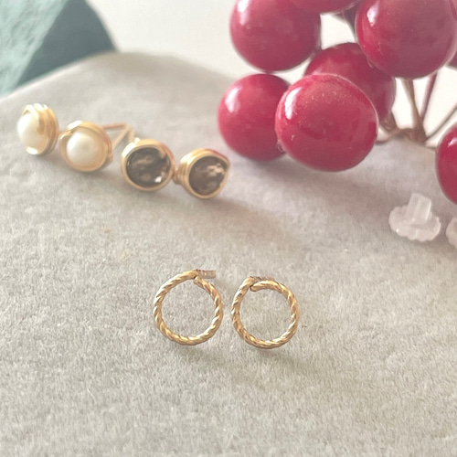 クリスマス限定』Xmas daily 4day 華奢ピアスset 14kgf ピアス