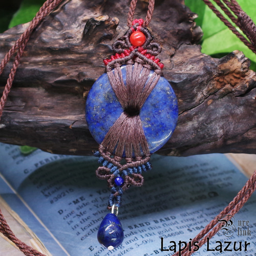 女神イシュタルの護符魔石『ラピスラズリ』璧・ピーディスクマクラメ