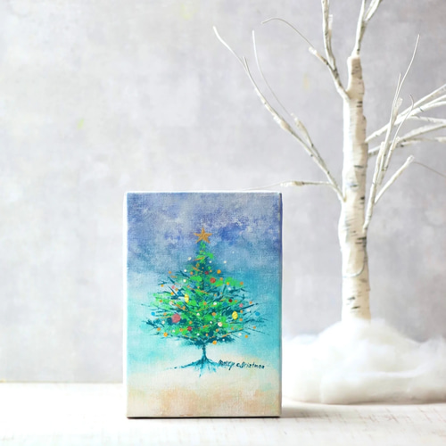クリスマスツリーのオリジナル絵画~！ 送料無料】クリスマスツリー 50x70cm / B2 サイズ インテリア ポスター