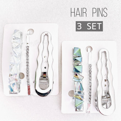 ヘアクリップ Uピン（ガーランドリボン 水色） ロリィタ ヘアメ 担当