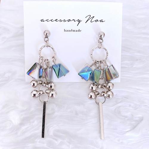 ガラスビーズ ヘアクリップ シルバー ヘアピン 3個セット ヘア