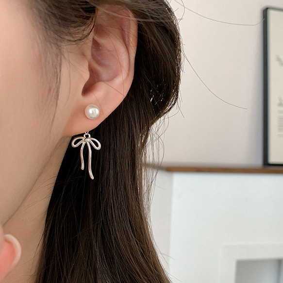 【秋物!!新作】✨リボンパールピアス✨ 新作!!秋物】リボンパールピアス✨