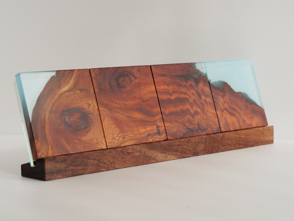 クラロウォールナット×藍色レジンアートコースター クラロウォールナット×藍色レジンアートコースター コースター