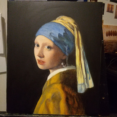 油絵 模写 フェルメール 真珠の耳飾りの少女 8号 F8 額縁つき 模写 油絵 フェルメール 真珠の耳飾りの少女 8号 F8 絵画 rinrin