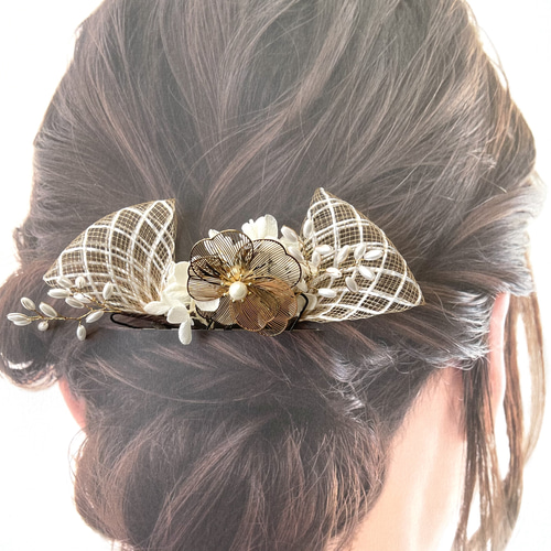 成人式やウェディングに♡大ぶりゴールドフラワーのヘアドレス、髪飾り