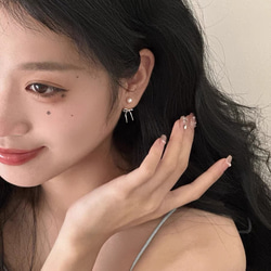 【2024.11秋冬新作】韓国ファッション　シンプル　リボン　ピアス アクセサリー　-864 3枚目の画像