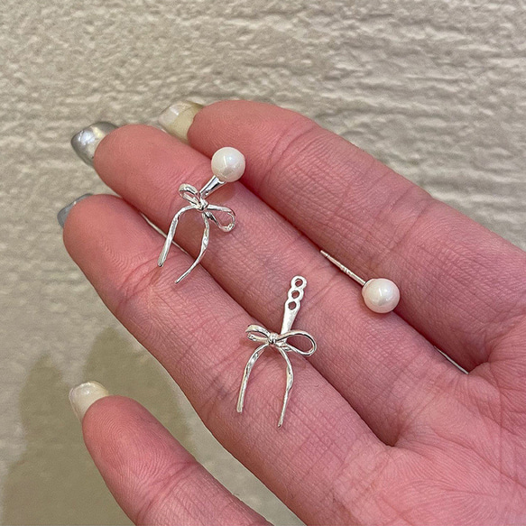 【2024.11秋冬新作】韓国ファッション　シンプル　リボン　ピアス アクセサリー　-864 5枚目の画像