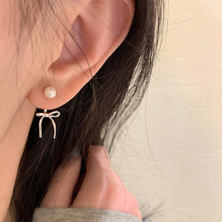 【2024.11秋冬新作】韓国ファッション　シンプル　リボン　ピアス アクセサリー　-864 9枚目の画像