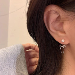 【2024.11秋冬新作】韓国ファッション　シンプル　リボン　ピアス アクセサリー　-864 7枚目の画像