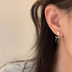 【2024.11秋冬新作】韓国ファッション　シンプル　リボン　ピアス アクセサリー　-864 8枚目の画像