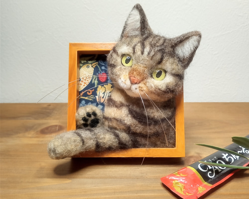 ほっこり♡猫の見える窓】キジトラ猫ver.【羊毛フェルト】【猫