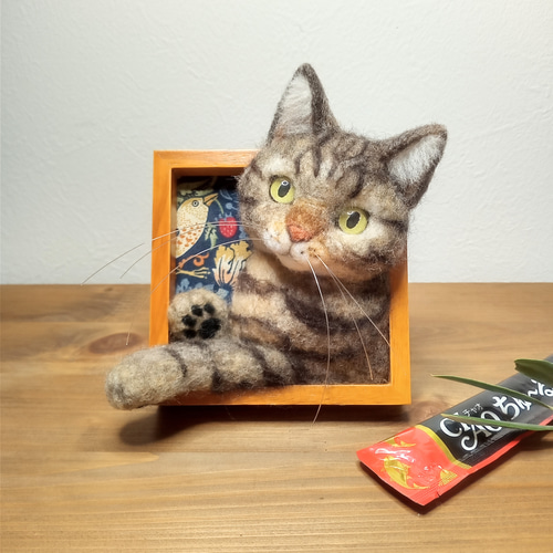 ほっこり♡猫の見える窓】キジトラ猫ver.【羊毛フェルト】【猫