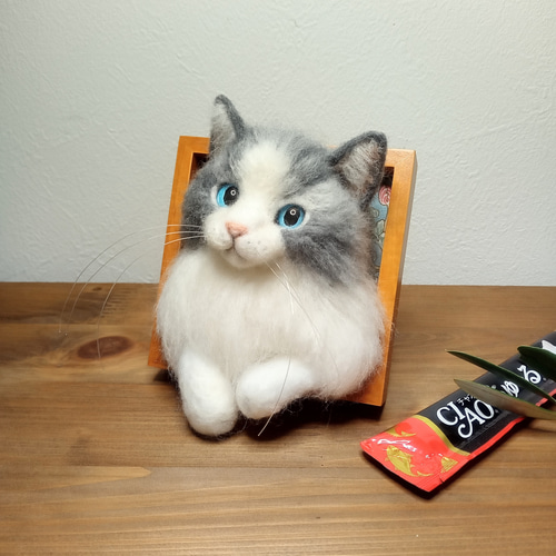 良質  ほっこり♡猫の見える窓】ラグドールver.【羊毛フェルト】【猫 羊毛フェルト