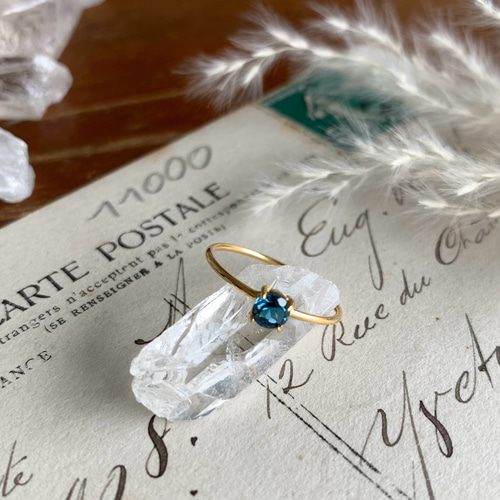 ロンドンブルートパーズ リング silver925/18kgp 刻印入り 11月の