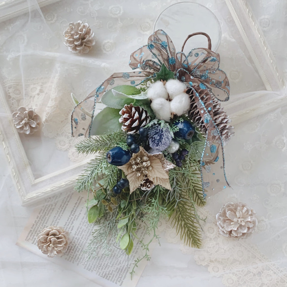 北欧 クリスマス ナチュラル スワッグ リース 壁飾り ポインセチア