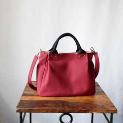 エレガントなタックトート ◇モカ×ダークブラウン◇倉敷帆布 10枚目の画像