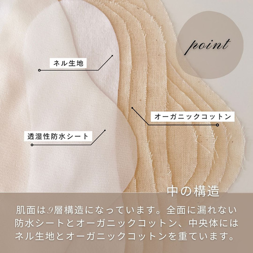 レースの布ナプキン 防水 おりもの オーガニックコットン S