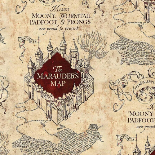 最後の1反 「忍びの地図」柄 Marauders Map from Harry Potter 生地