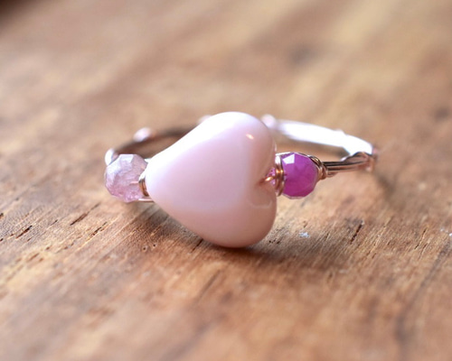 クィーンコンクシェル 横ハート パステルピンク、トルマリン