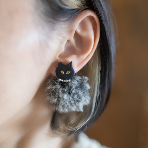 ☆❤️ 薔薇　猫　黒ネコ　りぼん　ピアス　イヤリング　ハンドメイド 11c8869c03b3f57fea8e54cb28de95