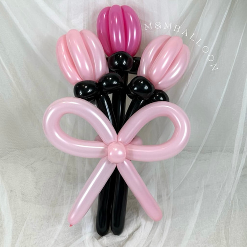 バルーンブーケ【リボンタイプ】チューリップ3本 バルーン花束