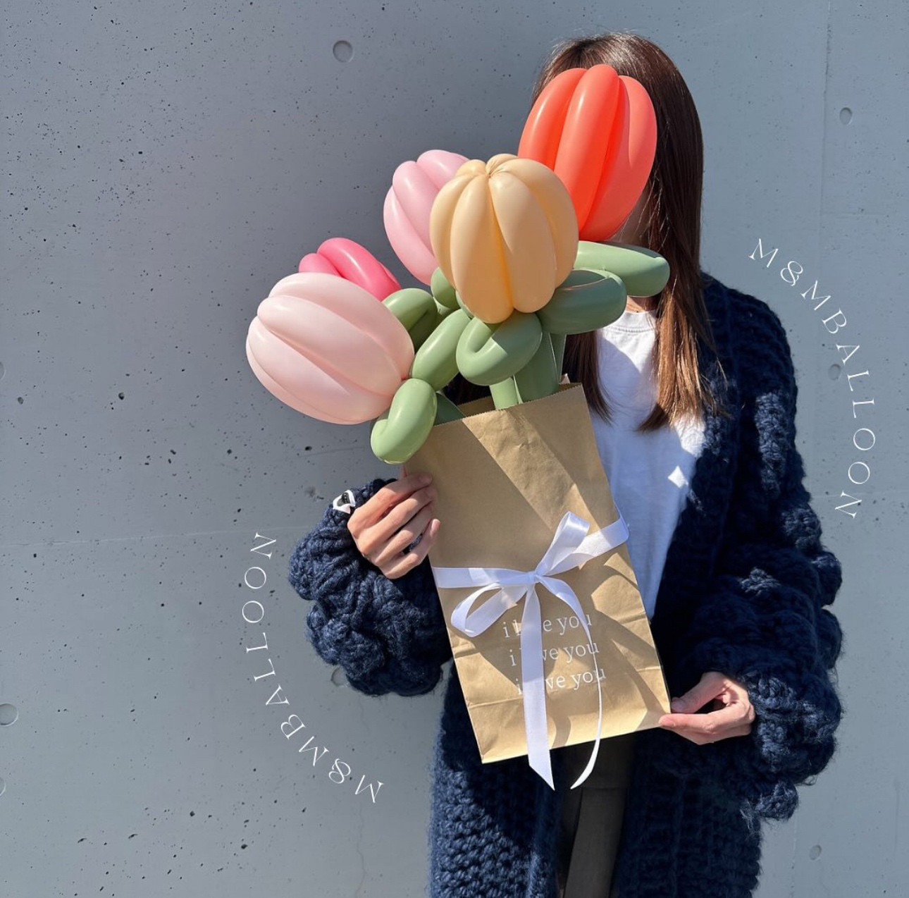 バルーンブーケ【クラフト紙ラッピング】チューリップ バルーン花束 バルーンギフト