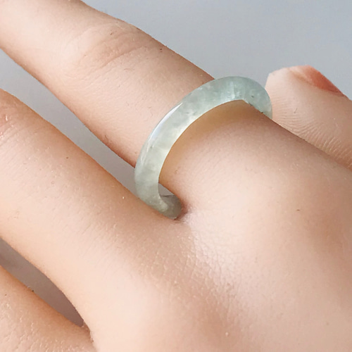 R50-051］ ジェイド JADE ヒスイ 本翡翠 くりぬき リング 天然石