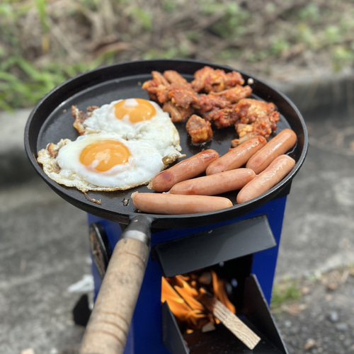 某メーカー FIRE ソロストーブ BBQコンロ 専用木箱付き PIT ブルー Castle ストーブ+コンロ