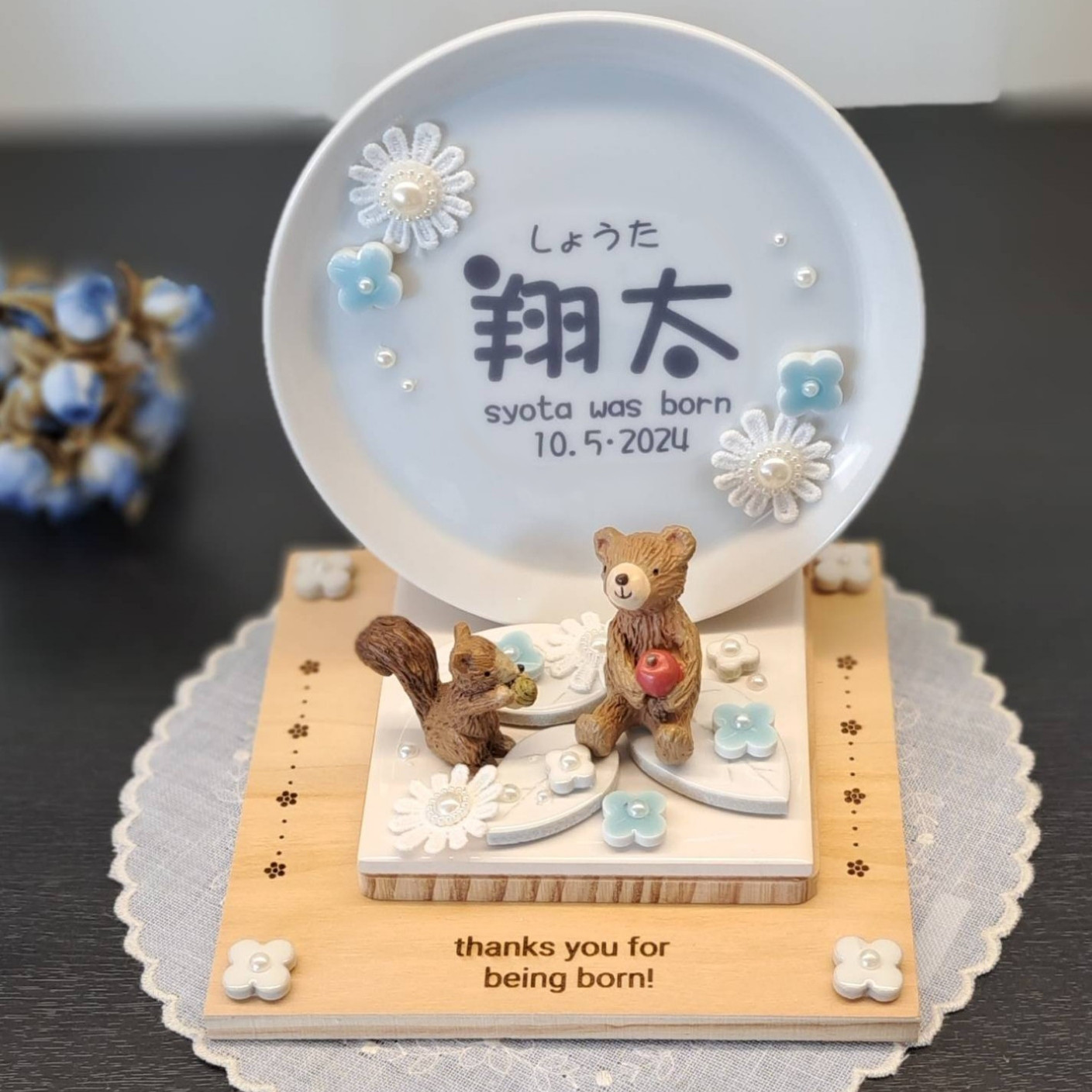 ベビーギフト 出産お祝い 命名書 可愛い命名飾り