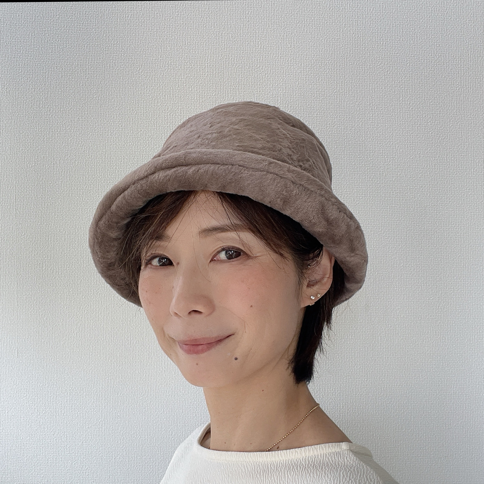 【受注製作】 ドレープブルトン ハット ブルトン 艶ベージュ チンチラ毛皮風 エレガント カジュアル 大きい 小さい