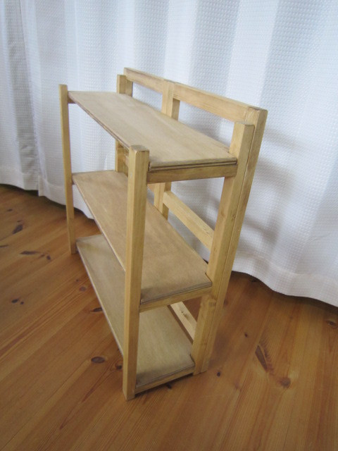 道具無しで1分折り畳み式　折りたたみ飾り棚（ミニ）シンプルトップの幅広3ッ折りタイプ