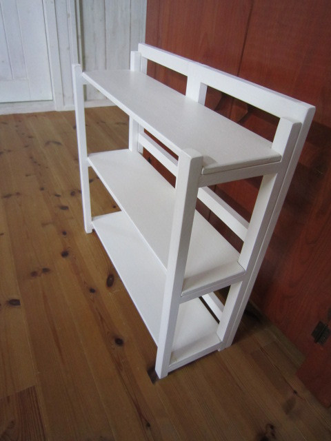 道具無しで1分折り畳み式　折りたたみ飾り棚（ミニ）シンプルトップの幅広3ッ折りタイプ