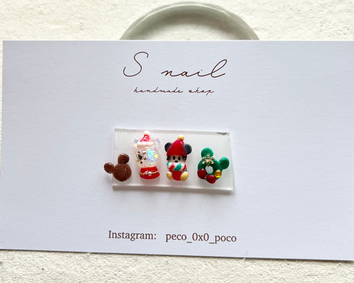 3Dネイルパーツ クリスマス リルリンリン ネイルチップ（つけ爪） S